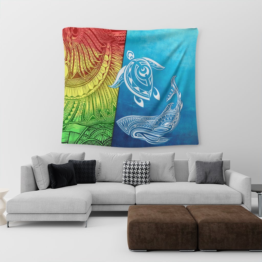 Hawaii Turtle Shark Polynesian And Sea Tapestry - AH - Polynesian Pride