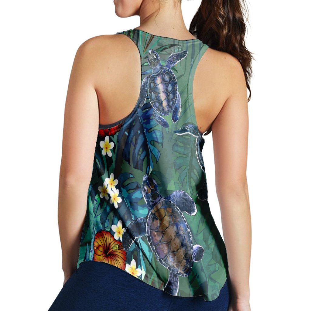 Hawaii Turtle Tropical Art Racerback Tank - Hela Style - AH - Polynesian Pride