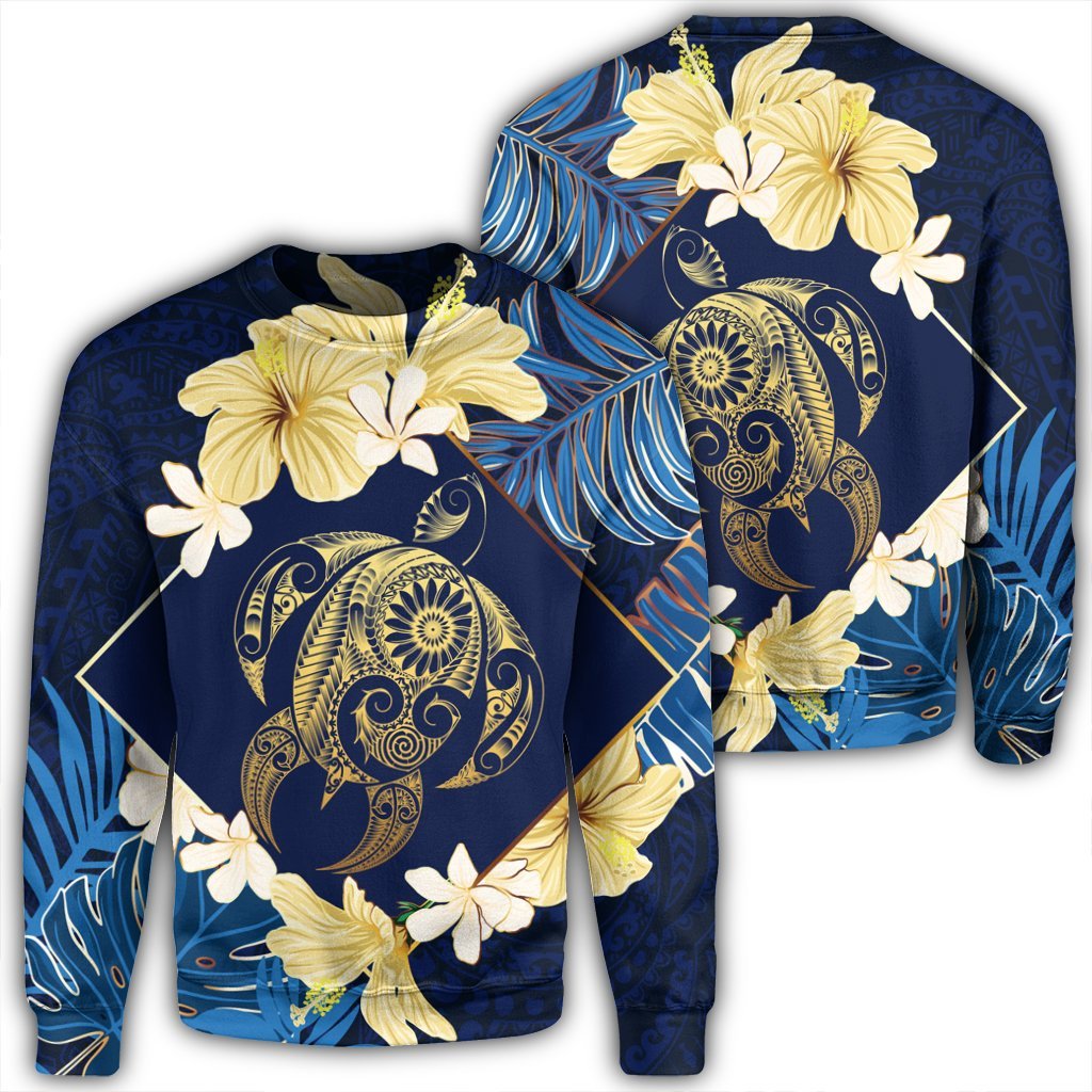 Hawaii Turtle Tropical Sweatshirt - Taha Style - AH Unisex Black - Polynesian Pride