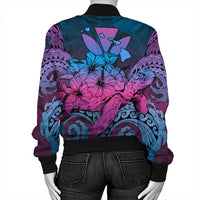 Hawaii Turtle Wave Polynesian Bomber Jacket - Hey Style Blue - AH - Polynesian Pride