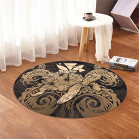 Hawaii Turtle Wave Polynesian Round Carpet - Hey Style Gold - AH - Polynesian Pride