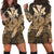 Hawaii Turtle Wave Polynesian Hoodie Dress - Hey Style Gold - AH Black - Polynesian Pride