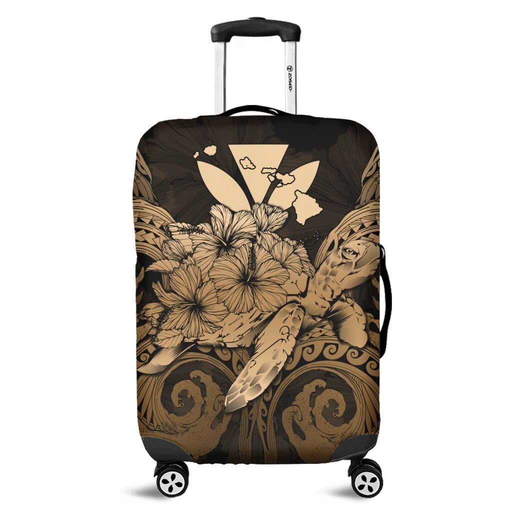 Hawaii Turtle Wave Polynesian Luggage Covers - Hey Style Gold - AH Black - Polynesian Pride