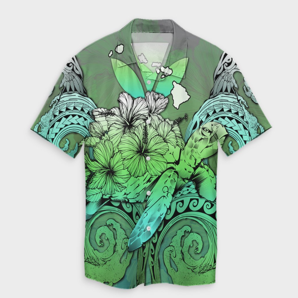 Hawaii Turtle Wave Polynesian Hawaiian Shirt - Hey Style Green - AH Unisex Black - Polynesian Pride