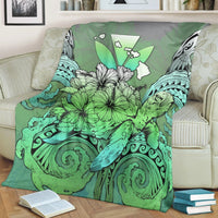 Hawaii Turtle Wave Polynesian Premium Blankets - Hey Style Green - AH - Polynesian Pride