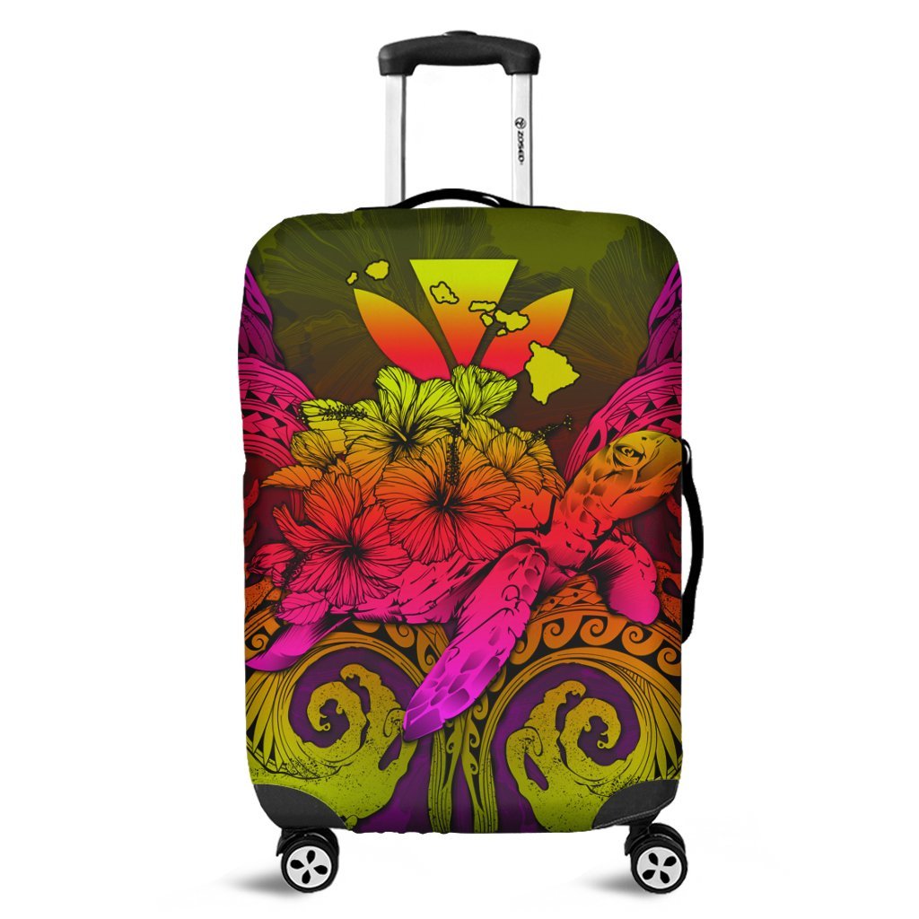 Hawaii Turtle Wave Polynesian Luggage Covers - Hey Style Pinky - AH Black - Polynesian Pride