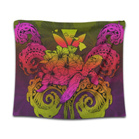 Hawaii Turtle Wave Polynesian Tapestry - Hey Style Pinky - AH Wall Tapestry Black - Polynesian Pride