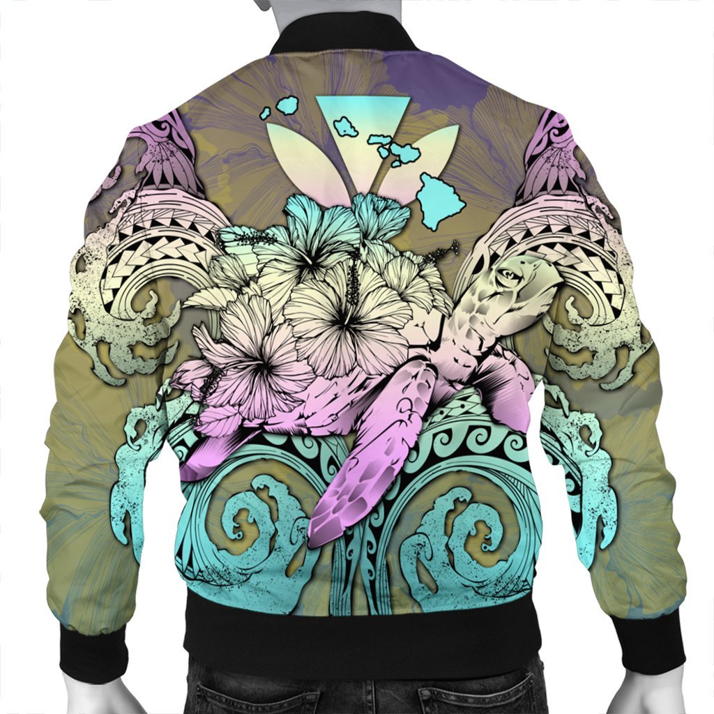 Hawaii Turtle Wave Polynesian Bomber Jacket - Hey Style Yellow - AH - Polynesian Pride