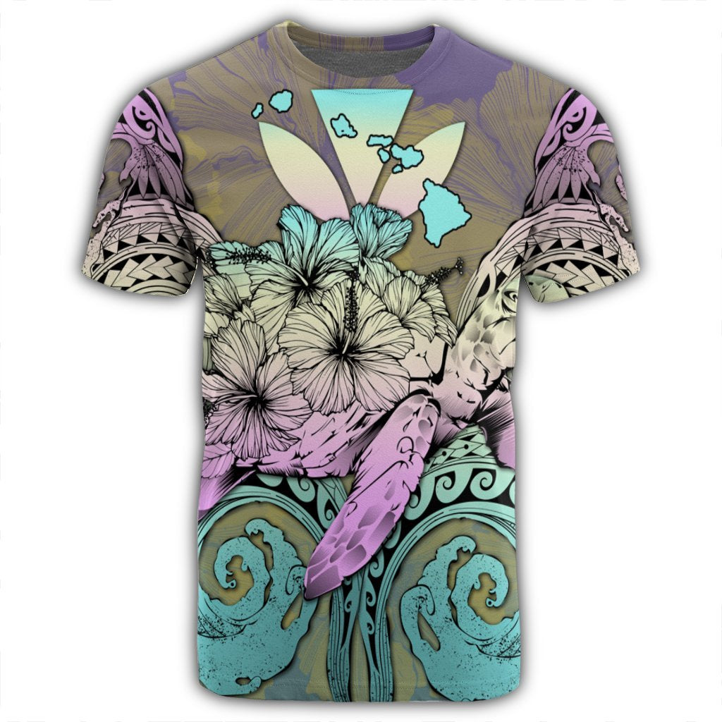 Hawaii Turtle Wave Polynesian T Shirt Hey Style Yellow - Polynesian Pride