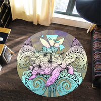 Hawaii Turtle Wave Polynesian Round Carpet - Hey Style Yellow - AH - Polynesian Pride