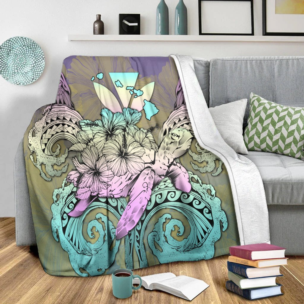 Hawaii Turtle Wave Polynesian Premium Blankets - Hey Style Yellow - AH - Polynesian Pride