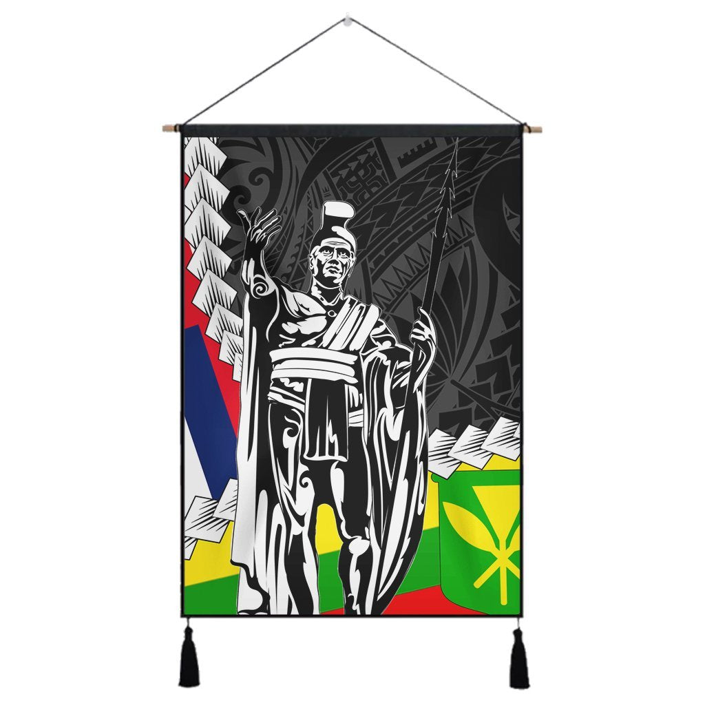 Hawaii Two Flag Kanaka Maoli King Polynesian Hanging Poster - AH Hanging Poster Polyester - Polynesian Pride