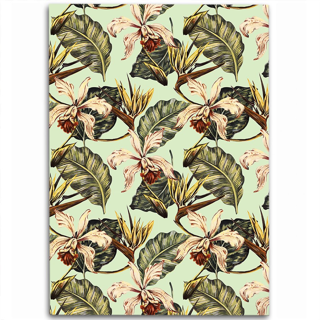 Hawaii Vintage Tropical Jungle Leaves Orchid Bird Area Rug - AH Luxurious - Polynesian Pride