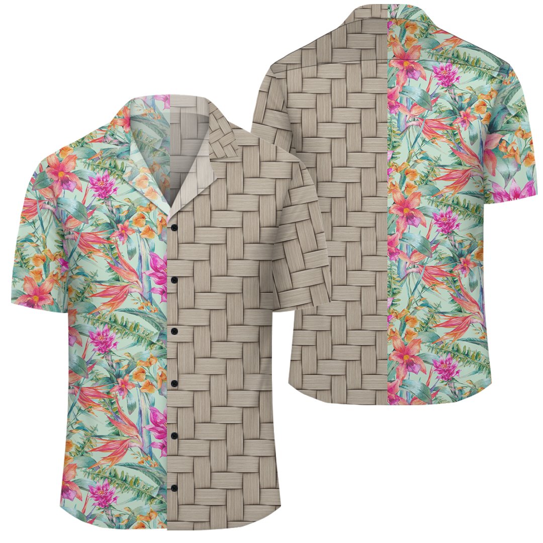 Hawaii Watercolor Vintage Floral Tropical Bird Of Paradise Lauhala Moiety Hawaiian Shirt Unisex Art - Polynesian Pride