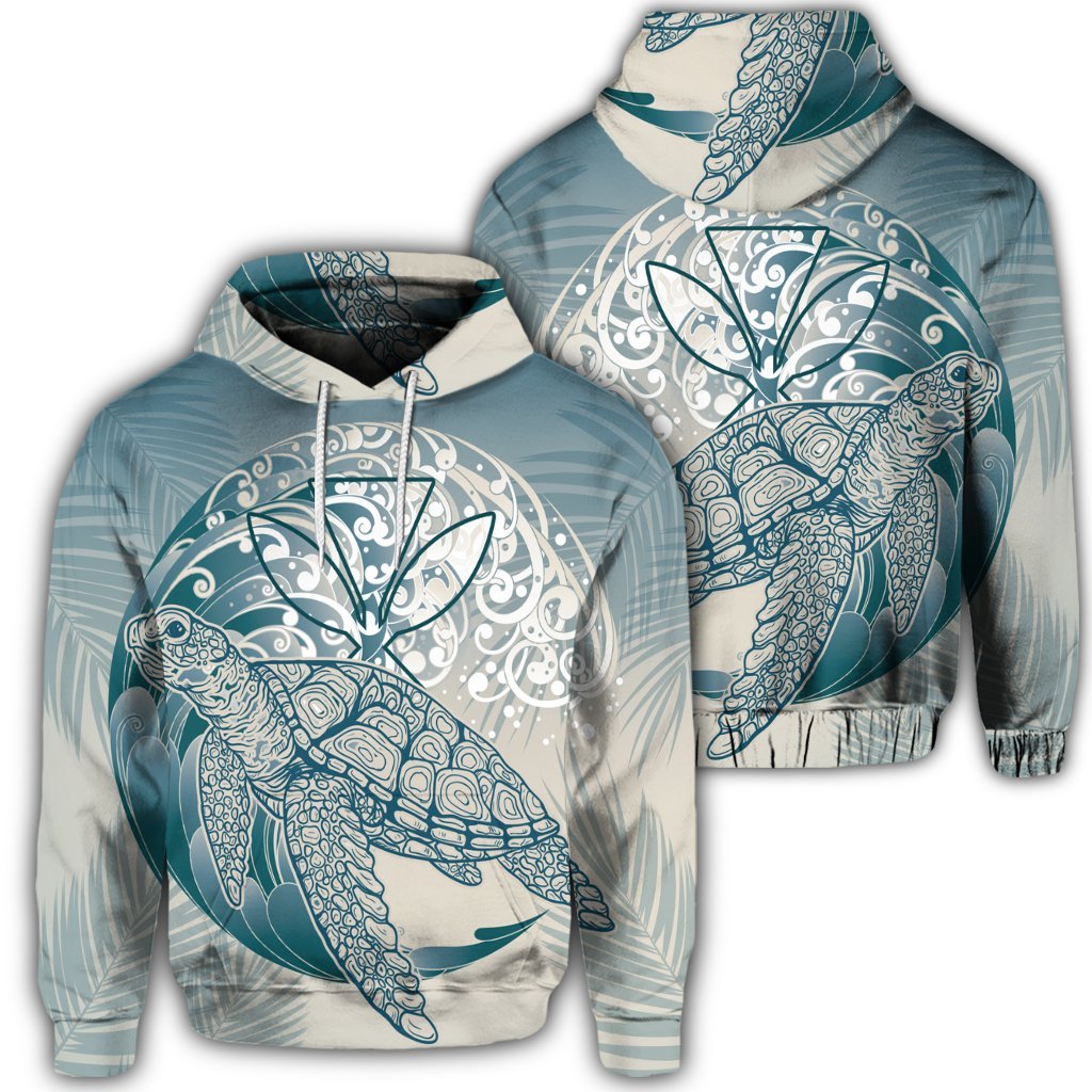 Hawaiian Wave Kanaka Turtle Hoodie Unisex Art - Polynesian Pride