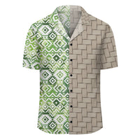 Hawaii White Seamless Ethnic Pattern Monstera Leaf Lauhala Moiety Hawaiian Shirt - Polynesian Pride