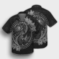 Hawaii Yin Yang Turtle Shark Hibiscus Plumeria Hawaiian Shirt - Gray - AH - Polynesian Pride