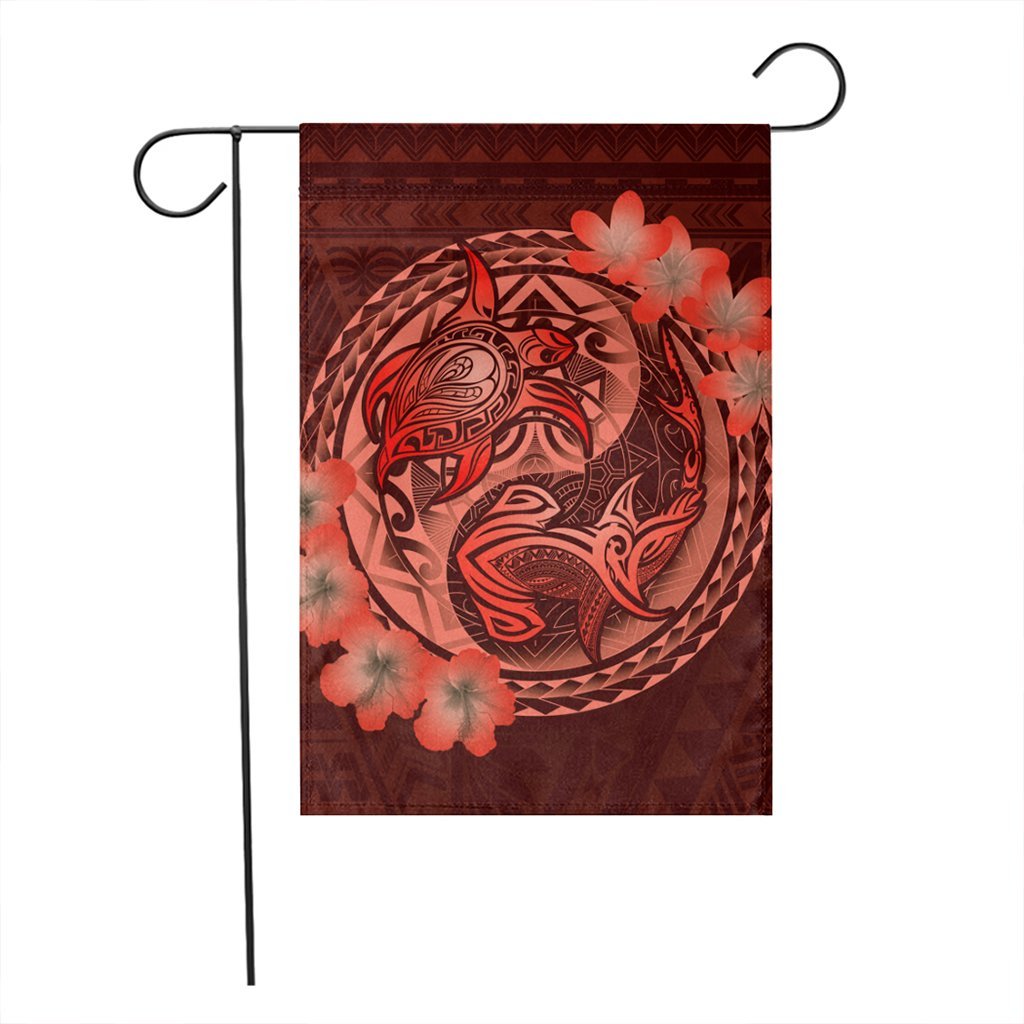 Hawaii Yin Yang Turtle Shark Hibiscus Plumeria Flag - Orange - AH - Polynesian Pride