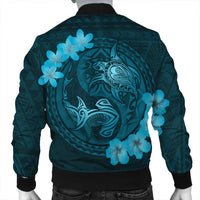 Hawaii Yin Yang Turtle Shark Hibiscus Plumeria Bomber Jacket - Pastel - AH - Polynesian Pride