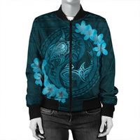Hawaii Yin Yang Turtle Shark Hibiscus Plumeria Bomber Jacket - Pastel - AH - Polynesian Pride