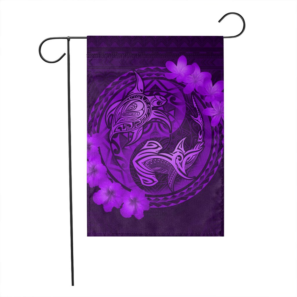 Hawaii Yin Yang Turtle Shark Hibiscus Plumeria Flag - Purple - AH - Polynesian Pride