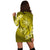 Hawaii Yin Yang Turtle Shark Hibiscus Plumeria Hoodie Dress - Yellow - AH - Polynesian Pride