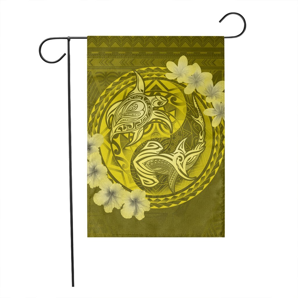 Hawaii Yin Yang Turtle Shark Hibiscus Plumeria Flag - Yellow - AH - Polynesian Pride