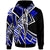 Hawaii Zip up Hoodie Tribal Flower Special Pattern Blue Color Unisex Blue - Polynesian Pride