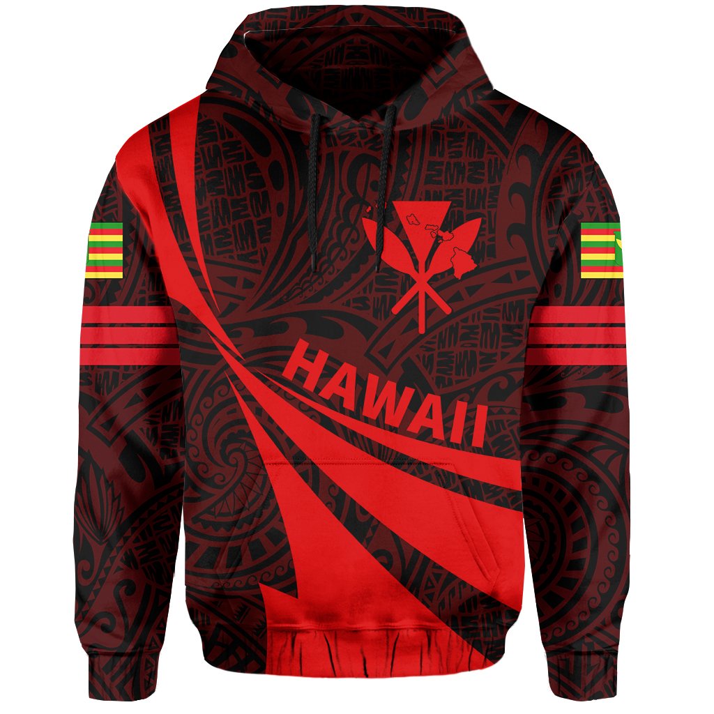 Kanaka Polynesian Hoodie Red Doma Style - Polynesian Pride
