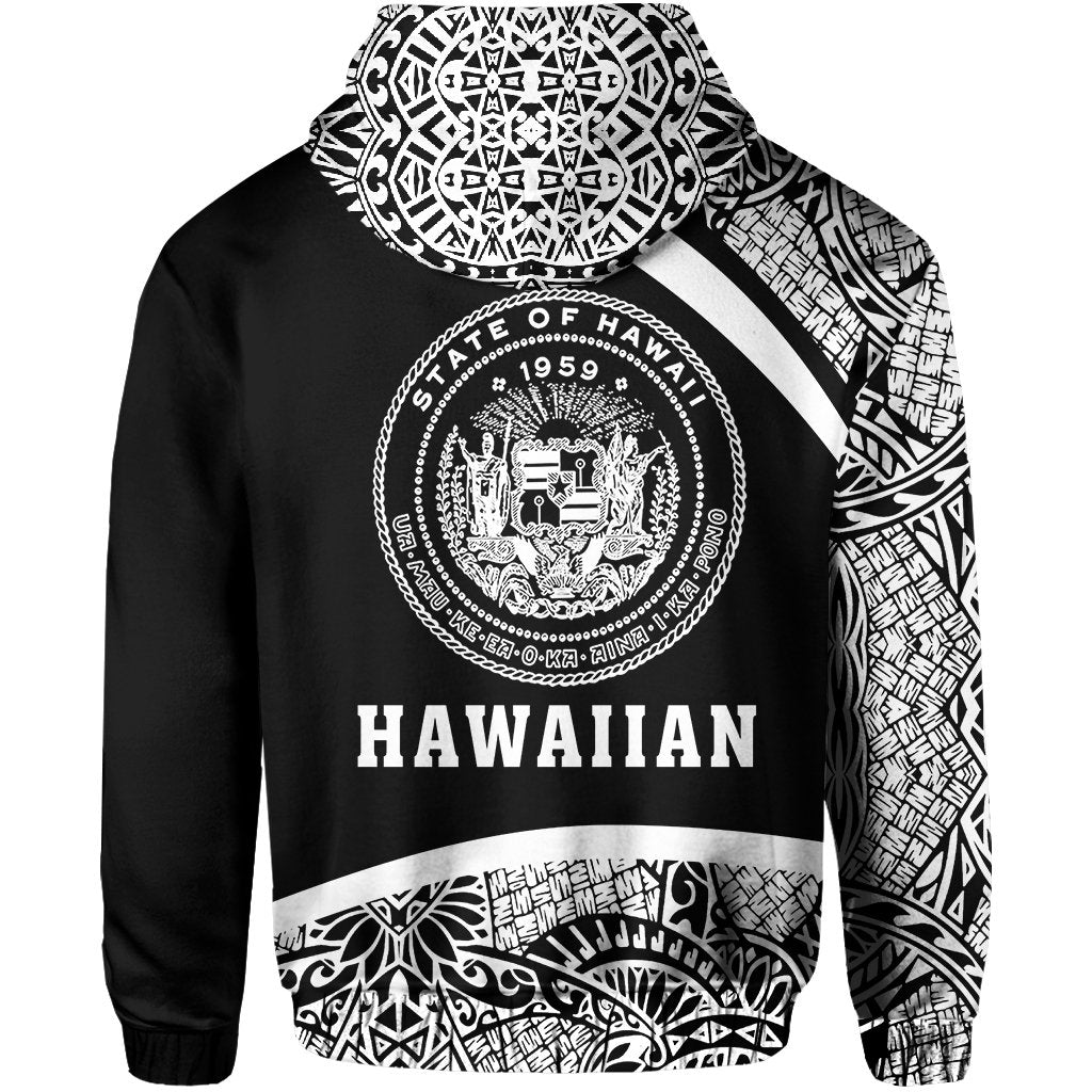 Hawaii Polynesian Zipper Hoodie White Round Style - Polynesian Pride