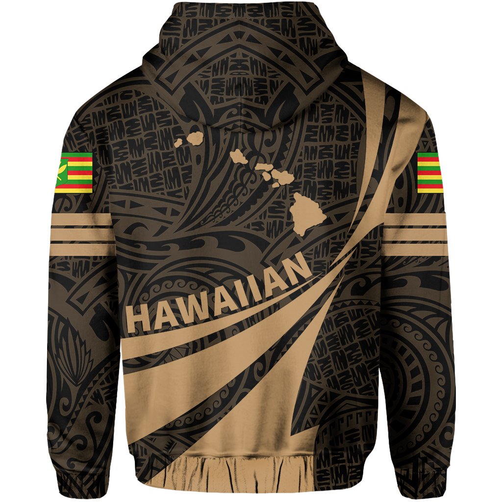 Kanaka Polynesian Zipper Hoodie Gold Doma Style - Polynesian Pride