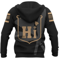 Hawaii Kanaka Kakau Zipper Hoodie Gold Barcode - Polynesian Pride