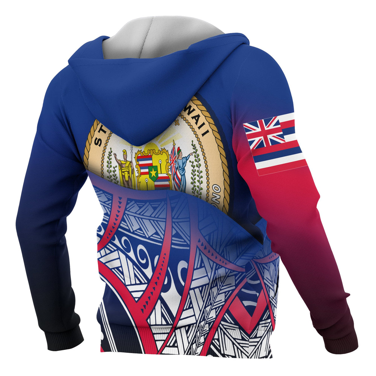 Hawaii Coat of Arms Zip up Hoodie Polynesian Pattern - Polynesian Pride