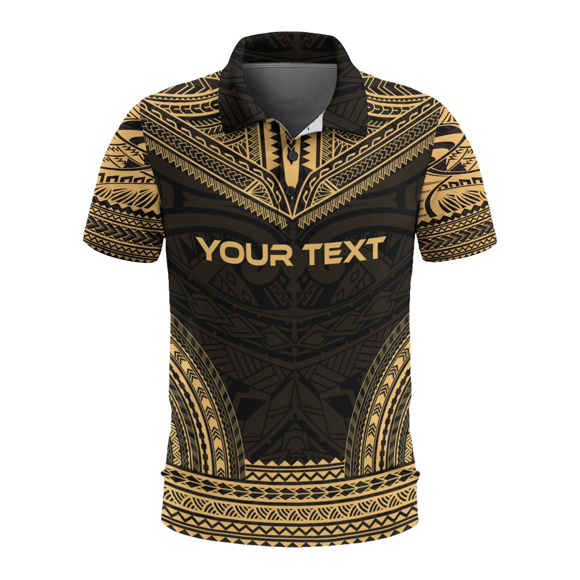 Hawaii Custom Polo Shirt Hawaii Seal Polynesian Chief Tattoo Gold Version Unisex Gold - Polynesian Pride