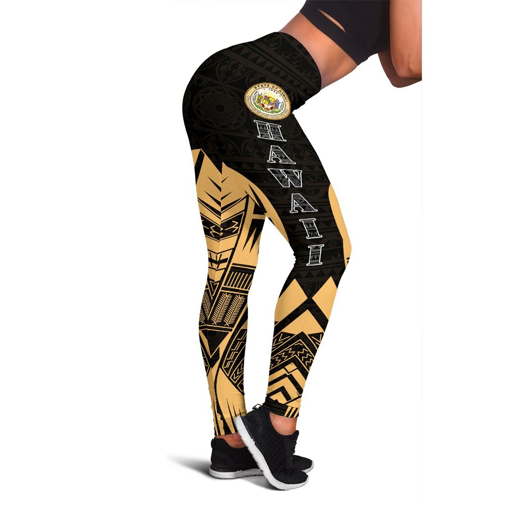 Hawaii Polynesian Leggings - Polynesian Tattoo Gold Version Gold - Polynesian Pride