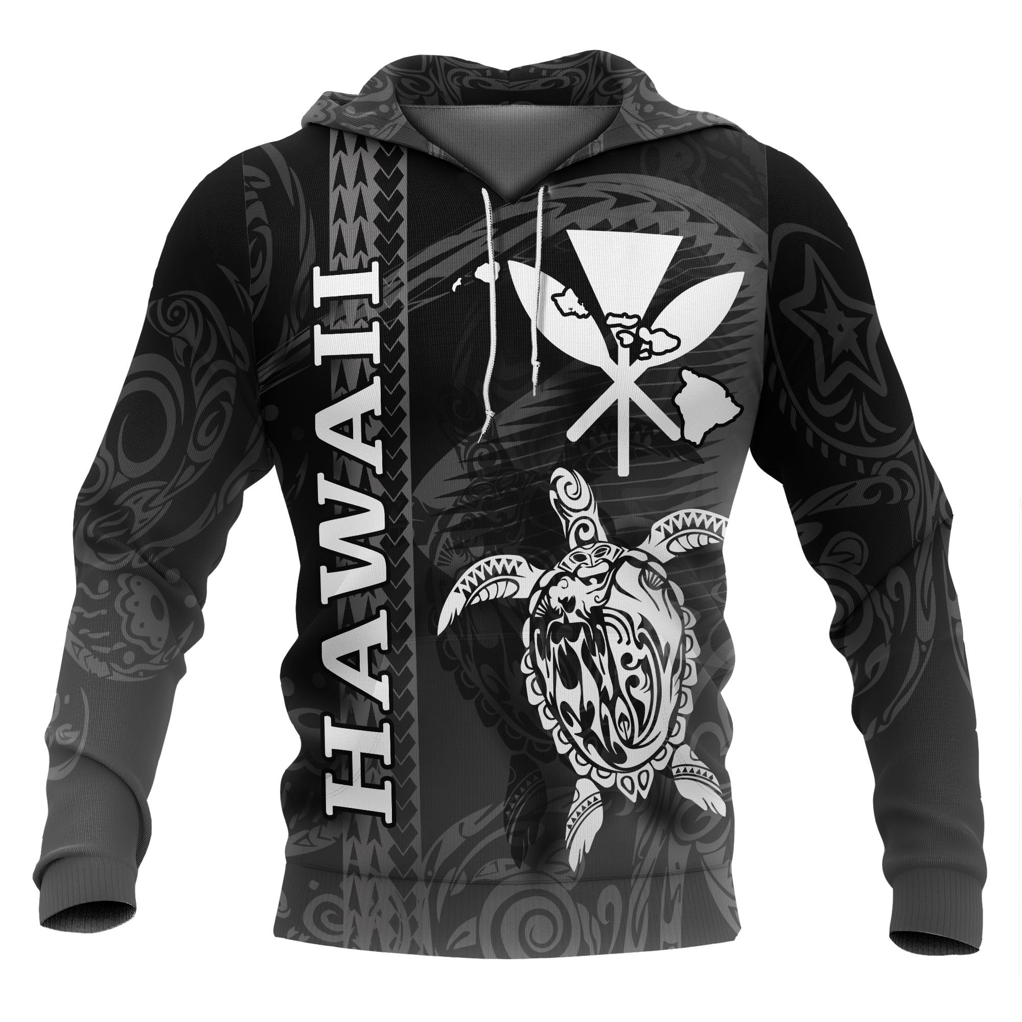 Polynesian Hawaii Hoodie Turtle Eternity Black Unisex Black - Polynesian Pride