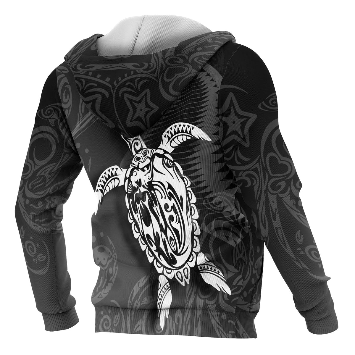 American Samoa Polynesian Custom Hoodie Turtle Eternity Black - Polynesian Pride