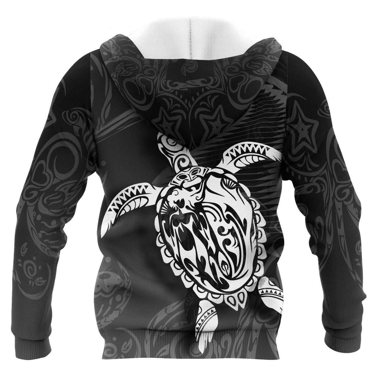 American Samoa Polynesian Hoodie Turtle Eternity Black - Polynesian Pride