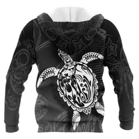 American Samoa Polynesian Custom Hoodie Turtle Eternity Black - Polynesian Pride
