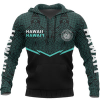 Hawaii Polynesian Hoodie Turquoise Energy Style - Polynesian Pride