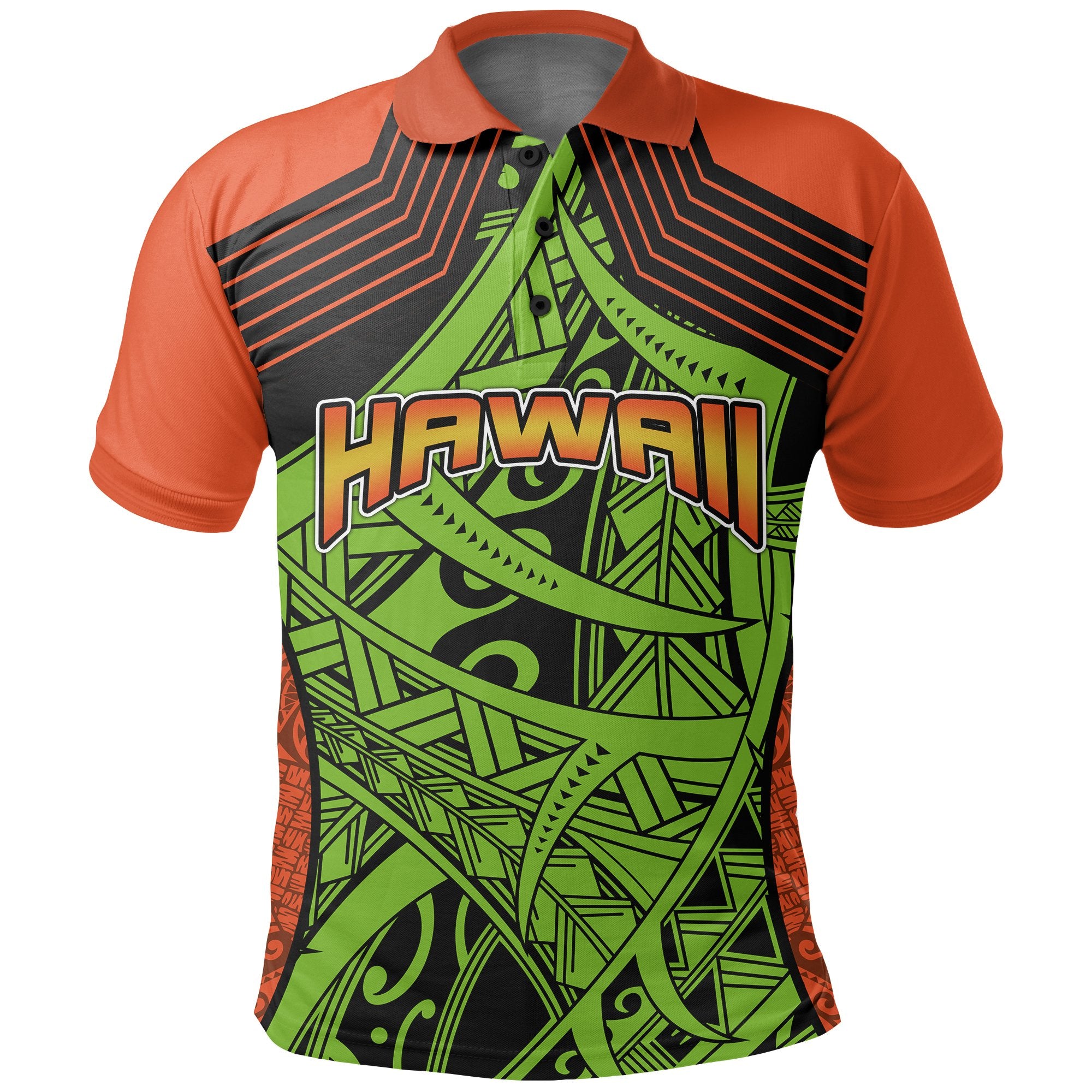 Polynesian Hawaii Polo Shirt Tribal Wave Unisex Green - Polynesian Pride