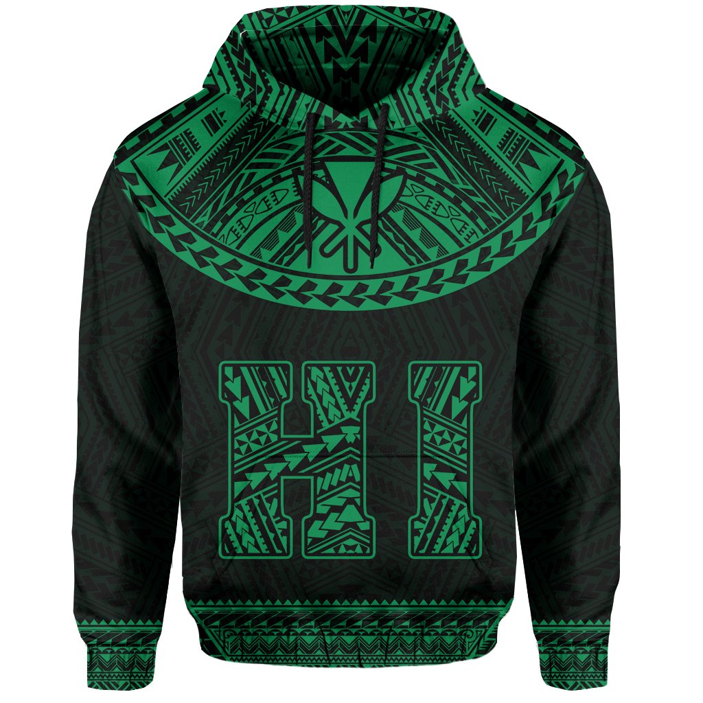 Hawaii Kanaka Polynesian Hoodie Divinity Green - Polynesian Pride