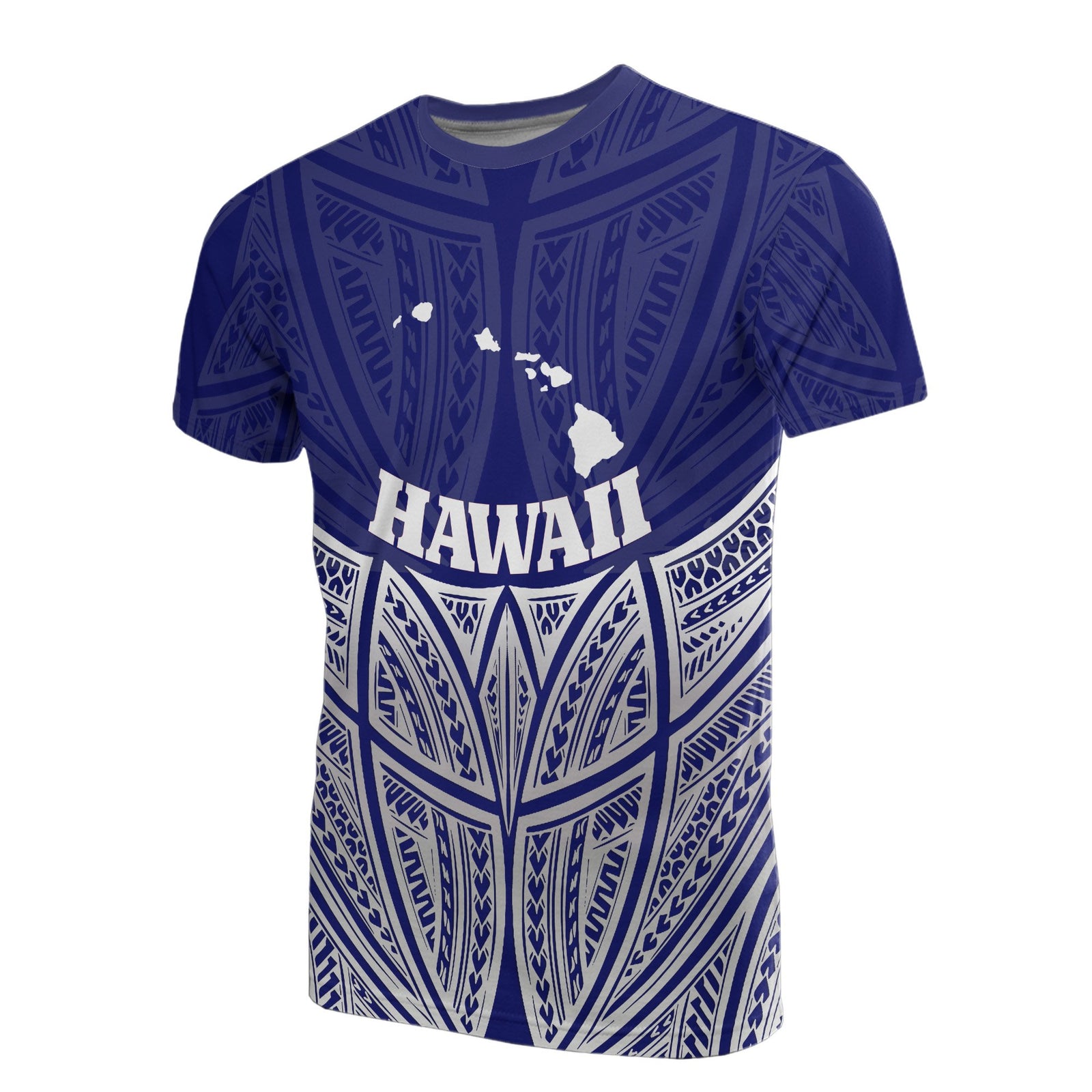 Hawaii Polynesian T Shirt Blue Pride Map and Seal Unisex Blue - Polynesian Pride