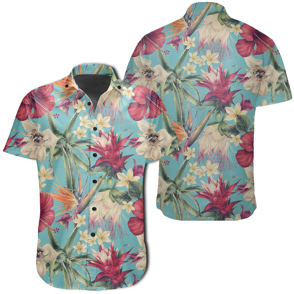 Hawaiian Shirt - Seamless Floral Pattern With Tropical Hibiscus, Watercolor Shirt Unisex Black - Polynesian Pride