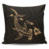 Hawaii Shark Gold Polynesian Pillow Covers One Size Zippered Pillow Case 18"x18"(Twin Sides) Gold - Polynesian Pride