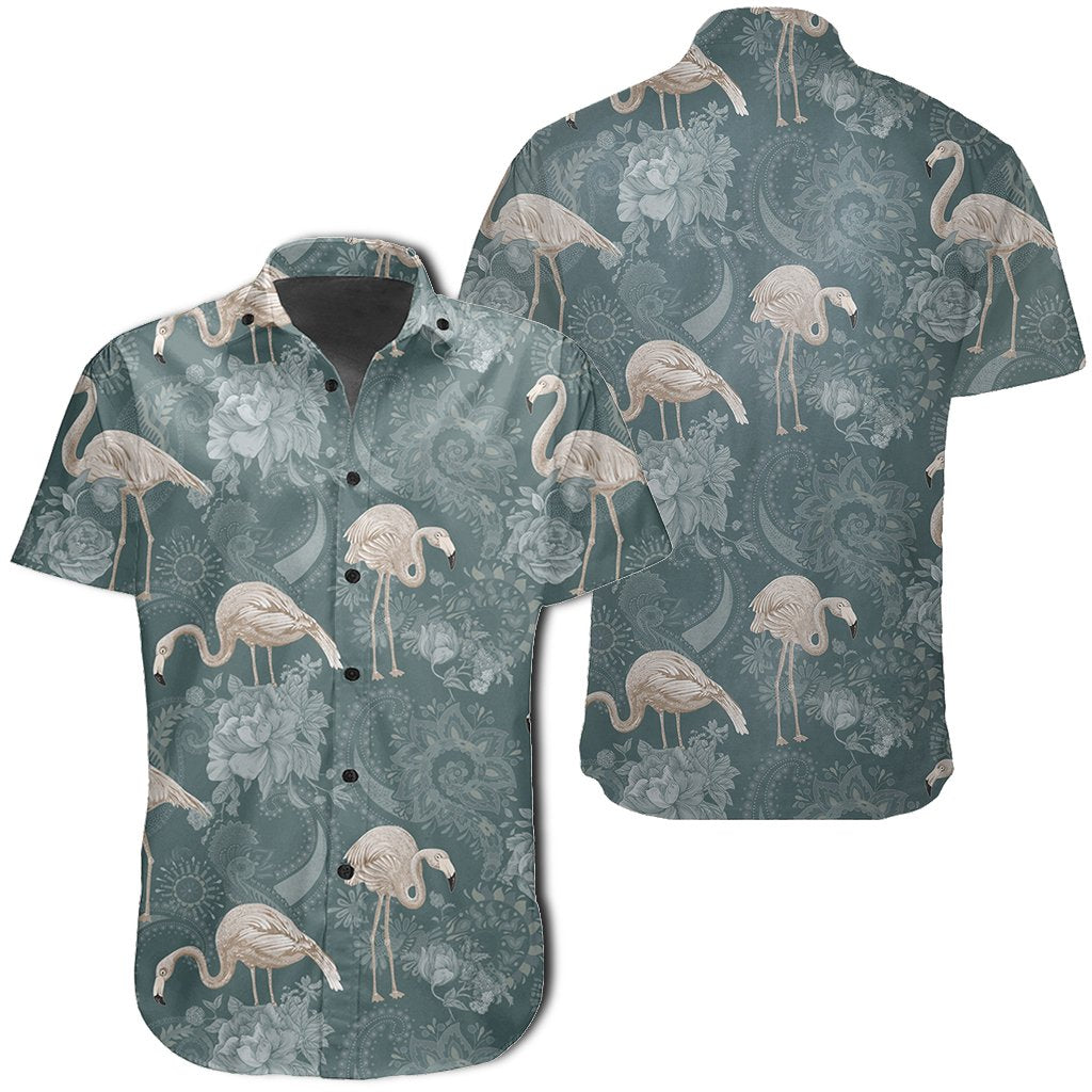 Hawaiian Shirt - Tropical Flamingos And Tropical Plants Shirt Unisex Black - Polynesian Pride