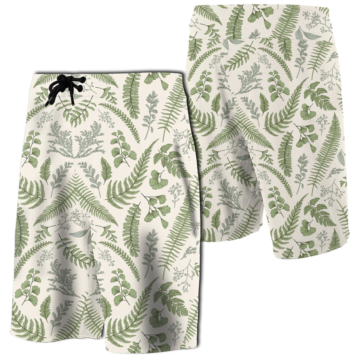 Hawaii Tropical Green Pattern Board Shorts Men White - Polynesian Pride