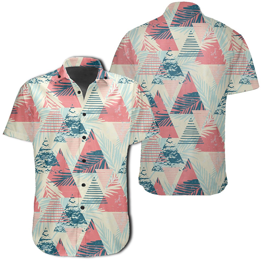 Hawaiian Shirt - Tropical Leaf Triangle Pattern Shirt Unisex Black - Polynesian Pride