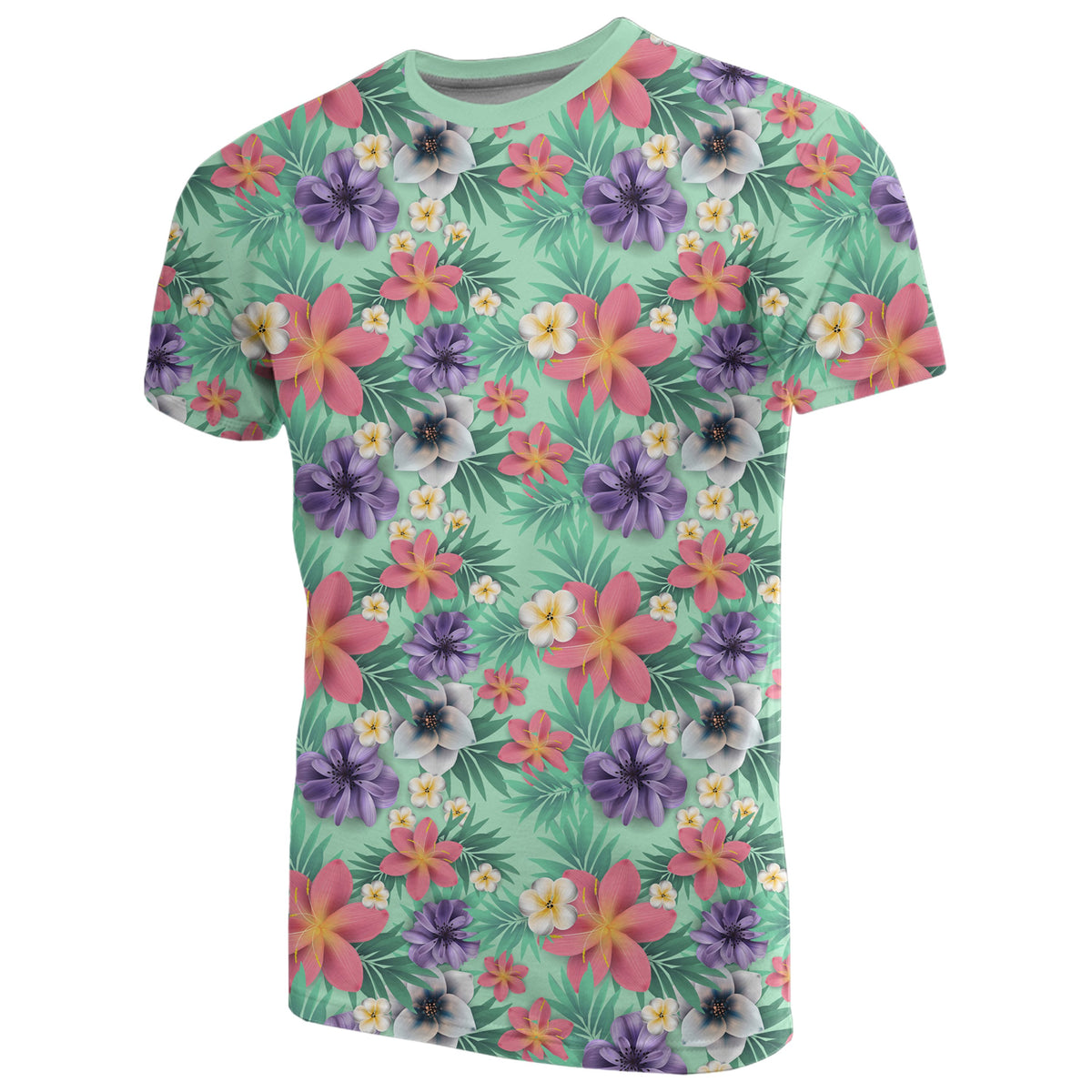 Hawaii Tropical Flower Blossom Cluster Seamless T Shirt - Polynesian Pride