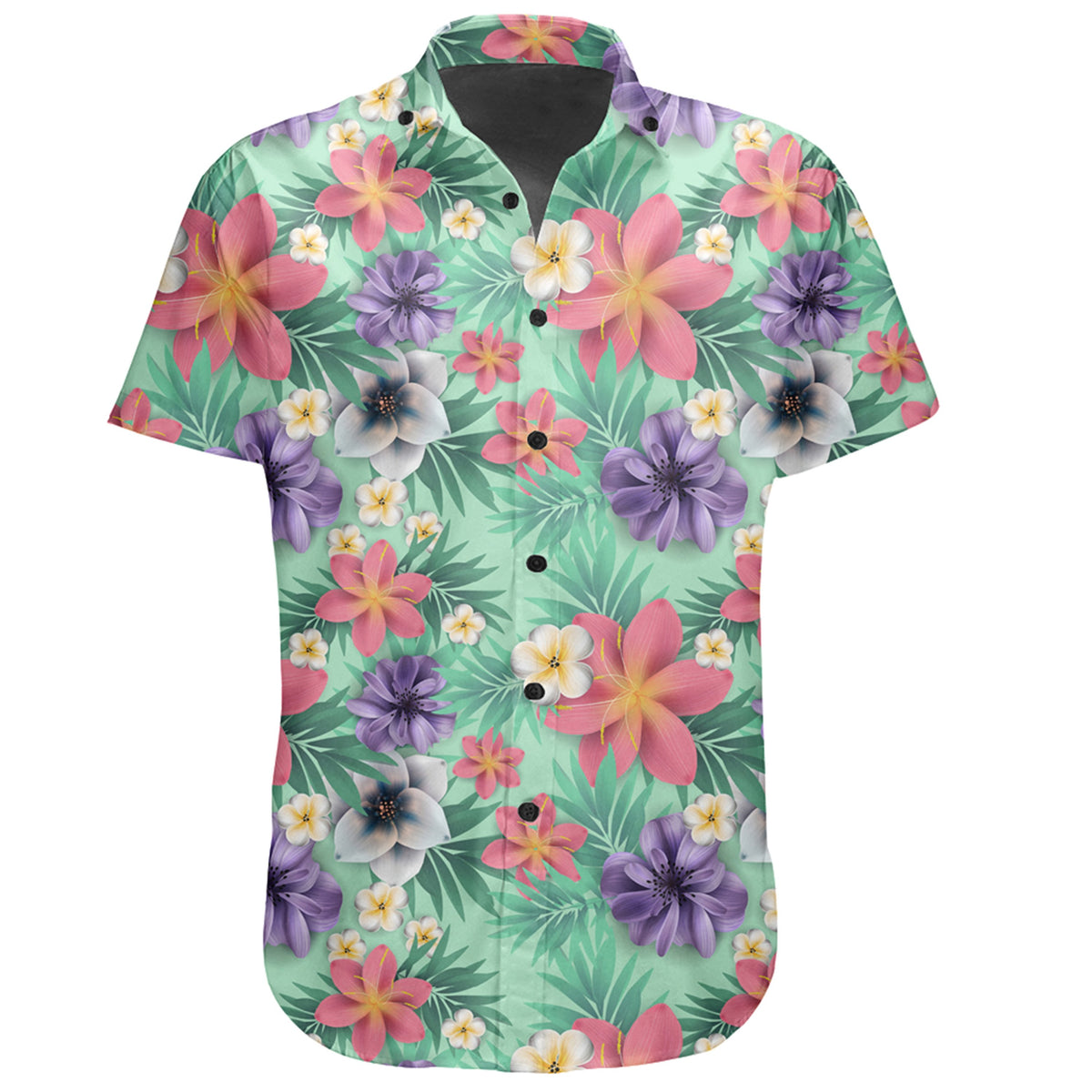 Hawaiian Tropical Flower Blossom Cluster Seamless Shirt - Polynesian Pride